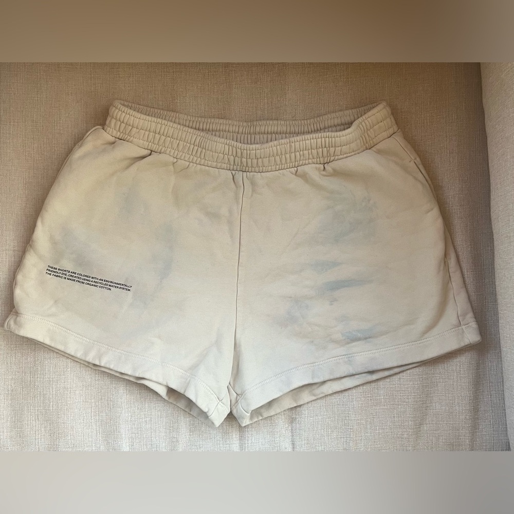 Pangaia Women’s Organic Cotton 365 sweat shorts - cream color size large